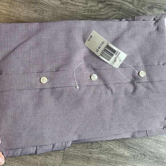 Michael Michael Kors Houndstooth Non-Iron Dress Shirt-BORDEAUX-15.5-34/35 - Picture 3 of 3